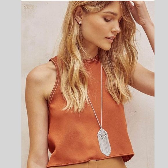 NWT KENDRA SCOTT Kingston Rose Gold Long Pendant Necklace Ivory Mother of Pearl - Picture 7 of 7